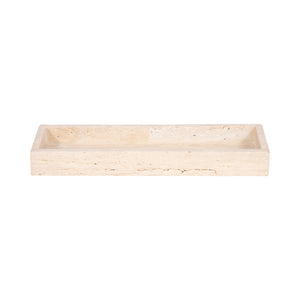 18" Travertine Rectangular Tray, Tan