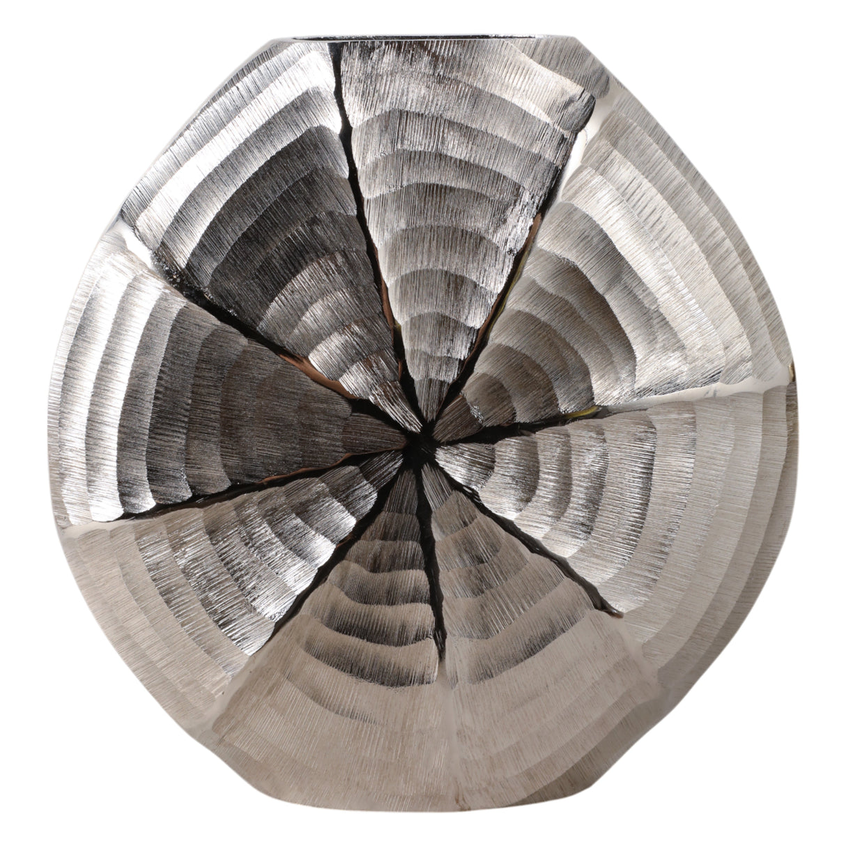 13x14" Shell Pattern Metal Vase, Silver