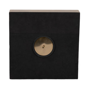 10" Faux Leather Croc Square Clock, Black/gold