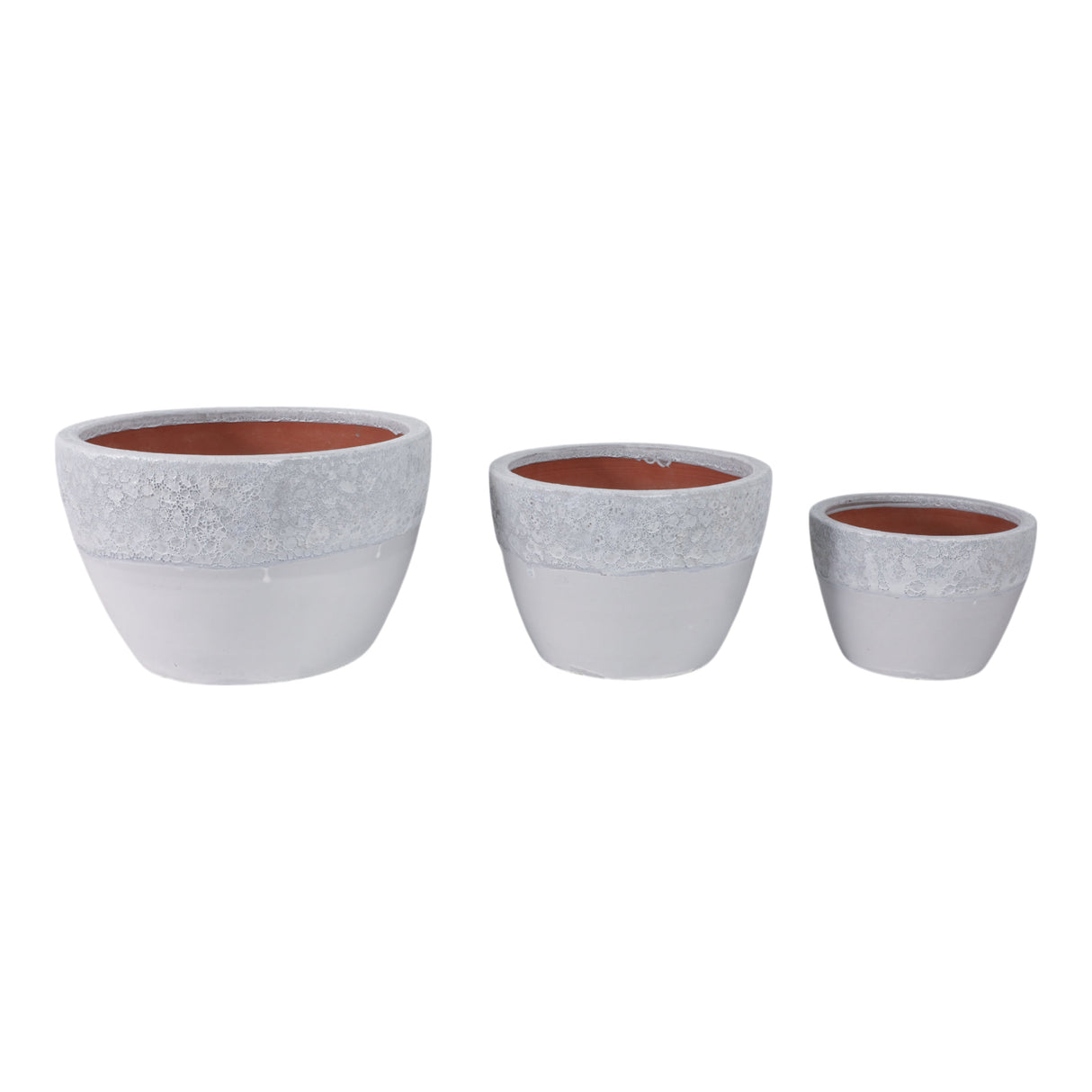 S/3 8/11/15" Lava & Glazed Ombre Planters, Ivory