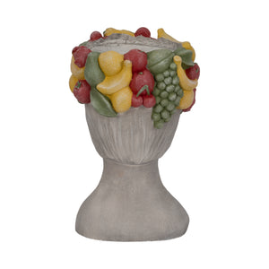 18" Lady With Fruit Planter, Grey/multi