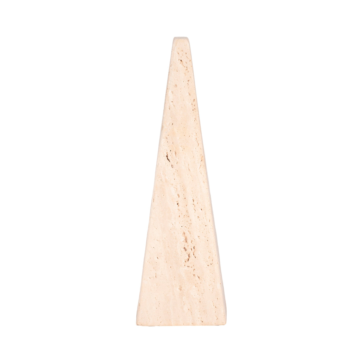 12" Travertine Obelisk, Tan