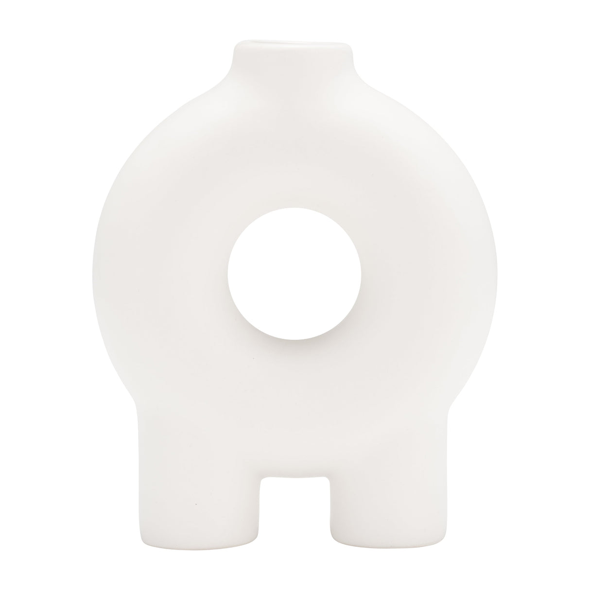 CER,7",DONUT FOOTED VASE,WHITE
