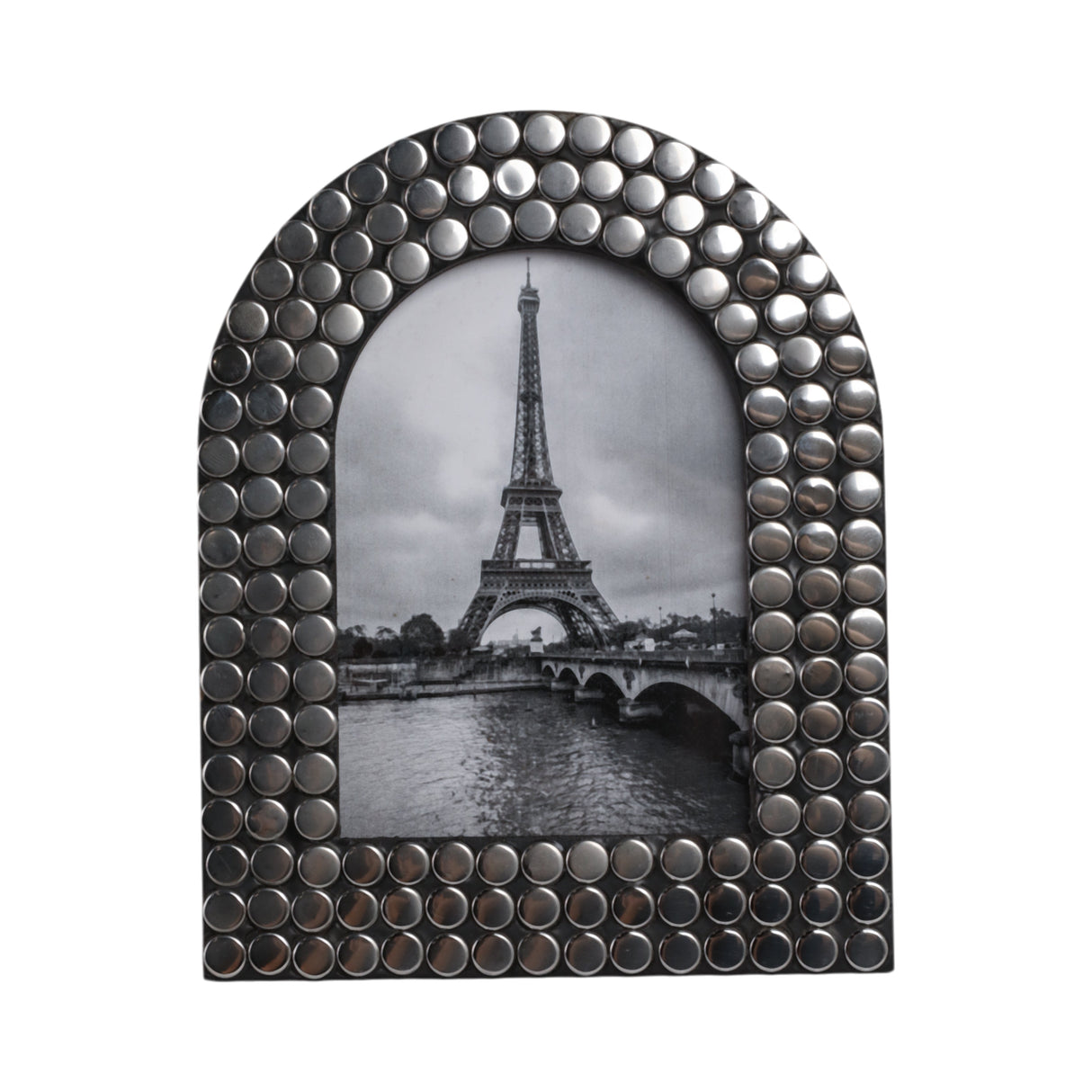5x7 Studded Arch Photo Frame, Silver/black