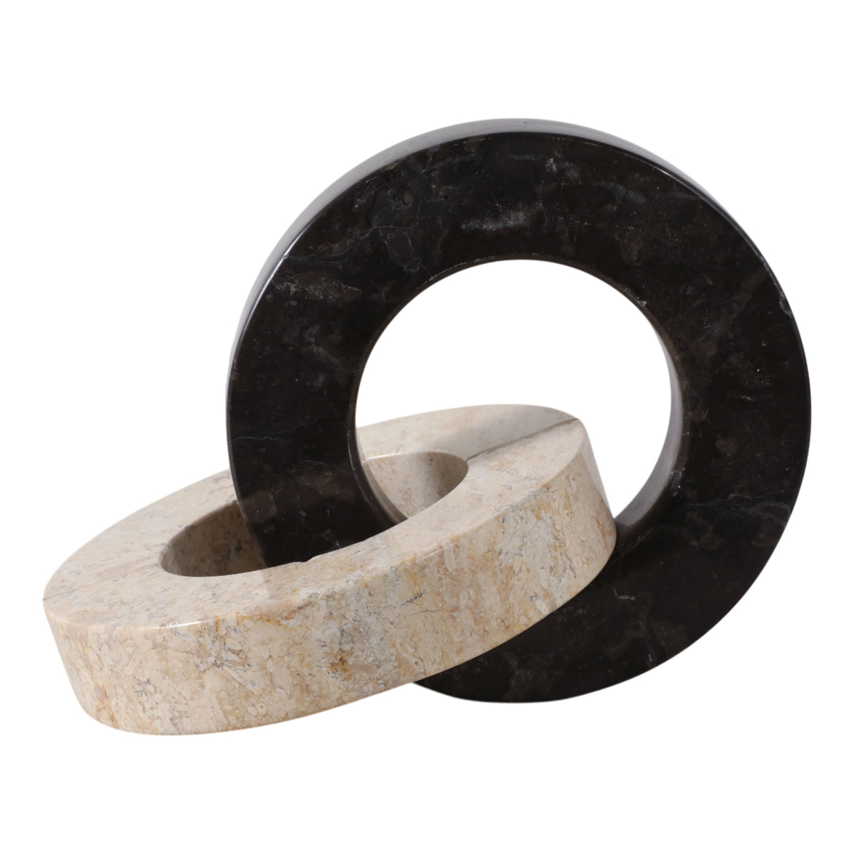 10x7" 2 Round Marble Links, Ivory/black