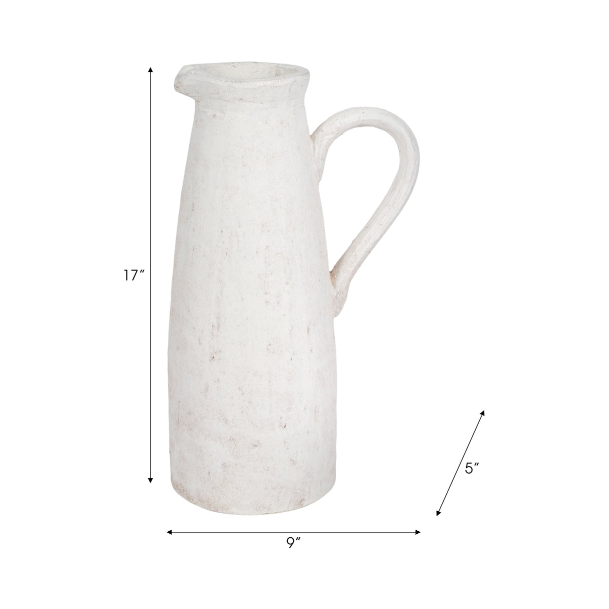 17" Pitcher Rough Finish, White