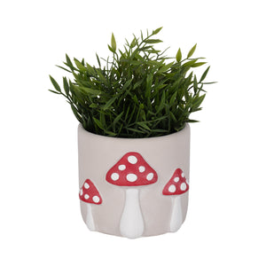 6" Magic Mushroom Applique Planter, Red/white