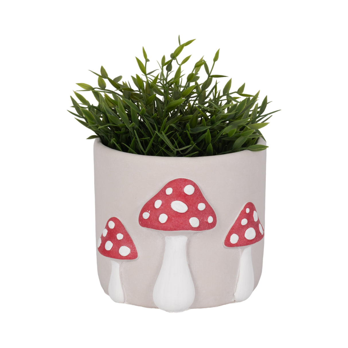 8" Magic Mushroom Applique Planter, Red/white