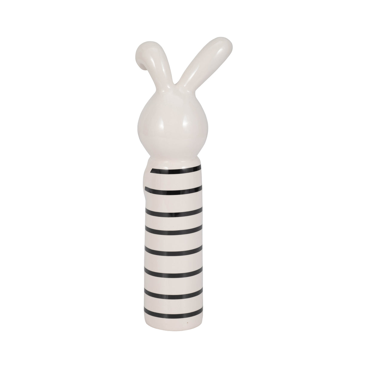 12" Lines Bunny With Gold Heart, White/black