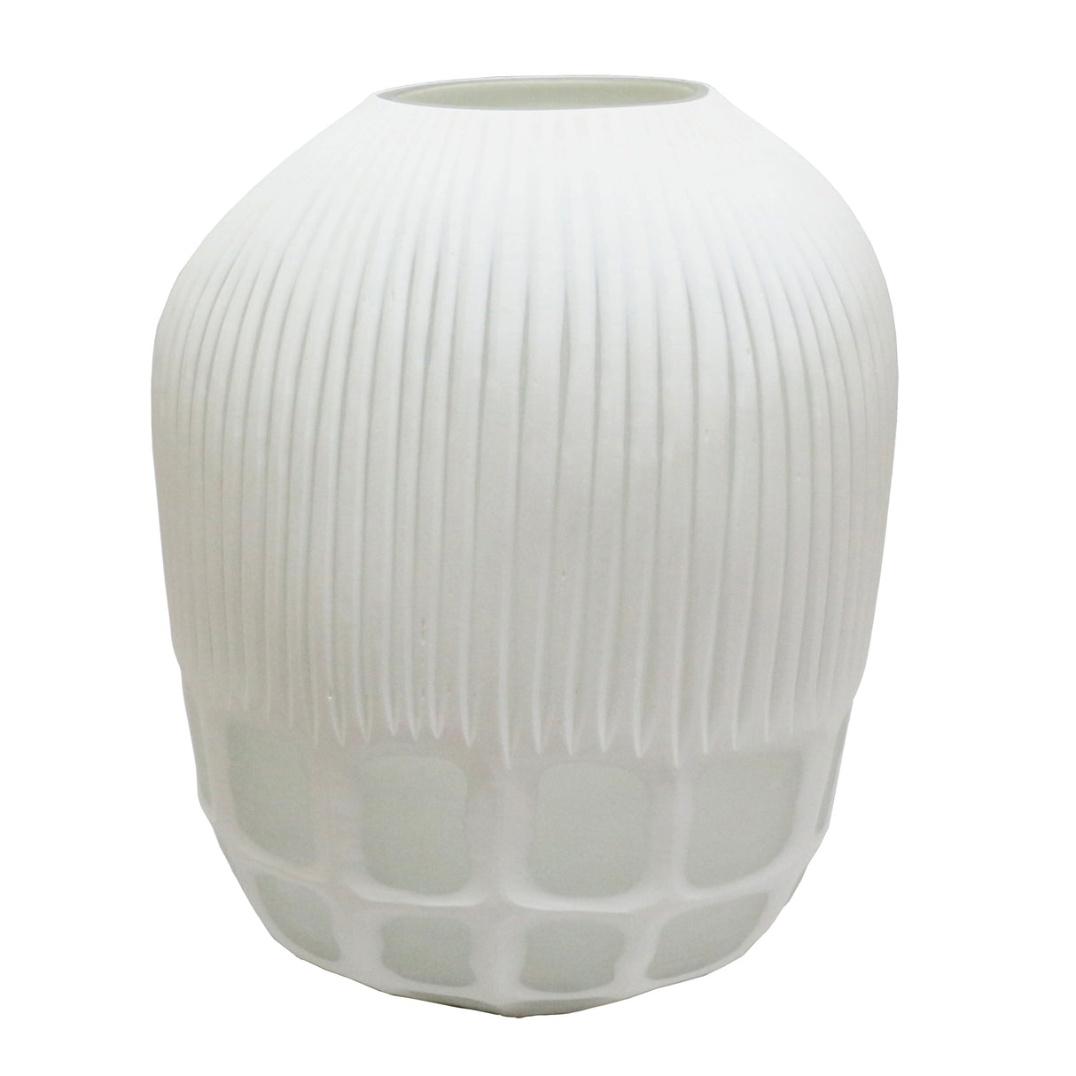 16" Arles Large White Glass Vase