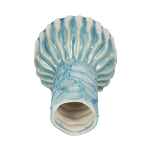 8" Coastal Ribbed Bud Vase Reactive Finish, Blue