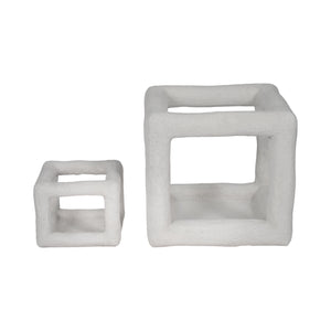 6" Textured Open Square Object, White