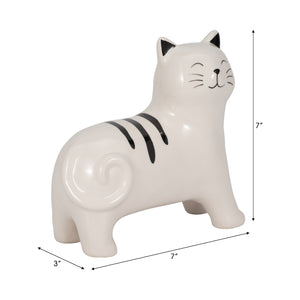 7" Standing Kitty, White/black