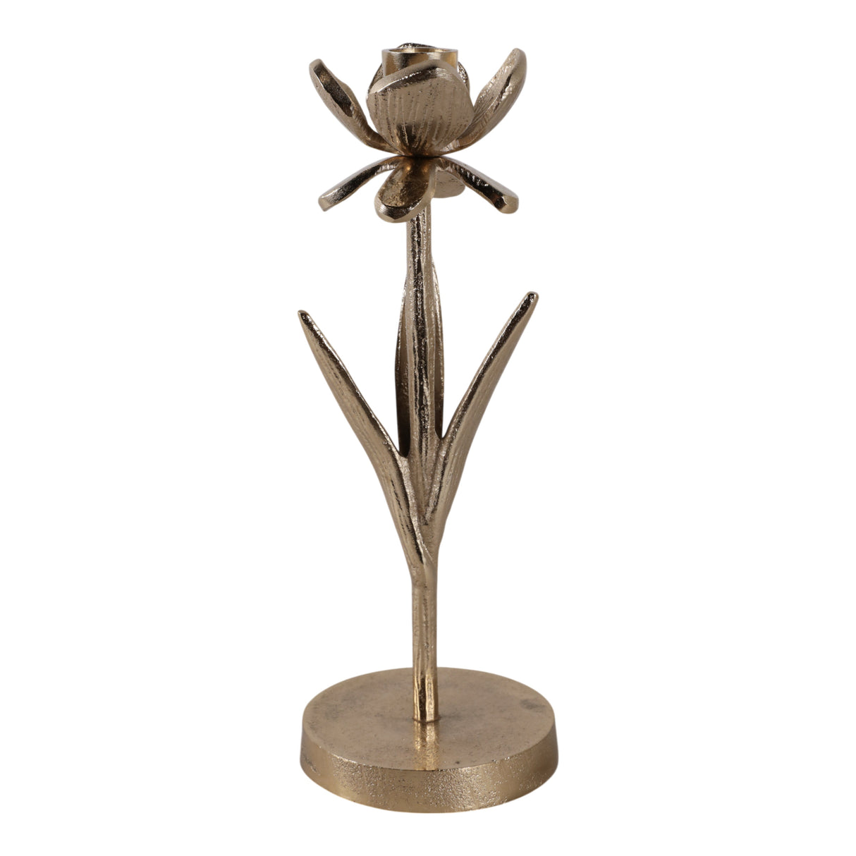 11x4" Flower Bloom Taper Holder, Champagne