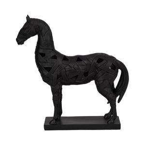 17" Horse Sculpture On Base, Black