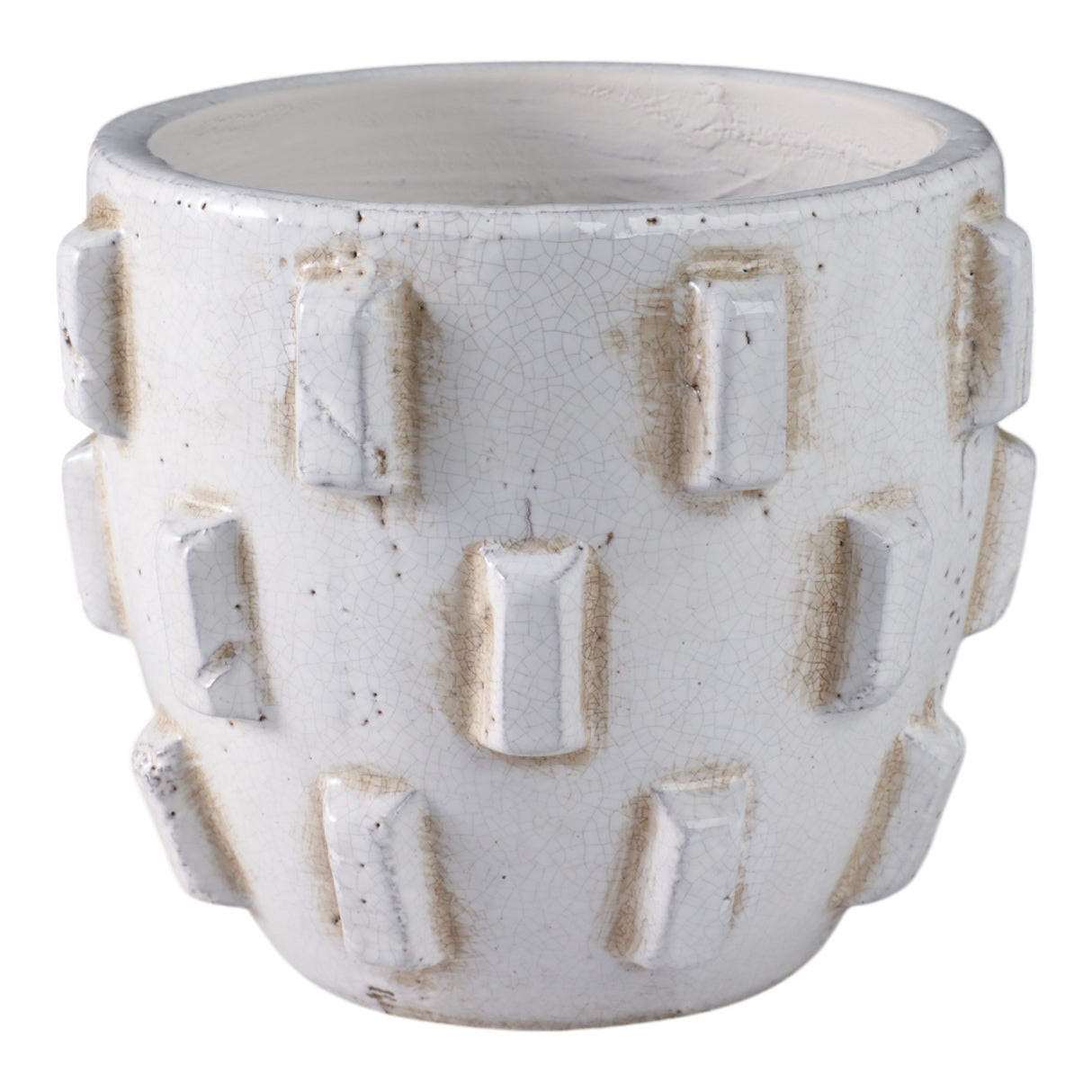 8x7" Sculptural Hobnail Planter, White