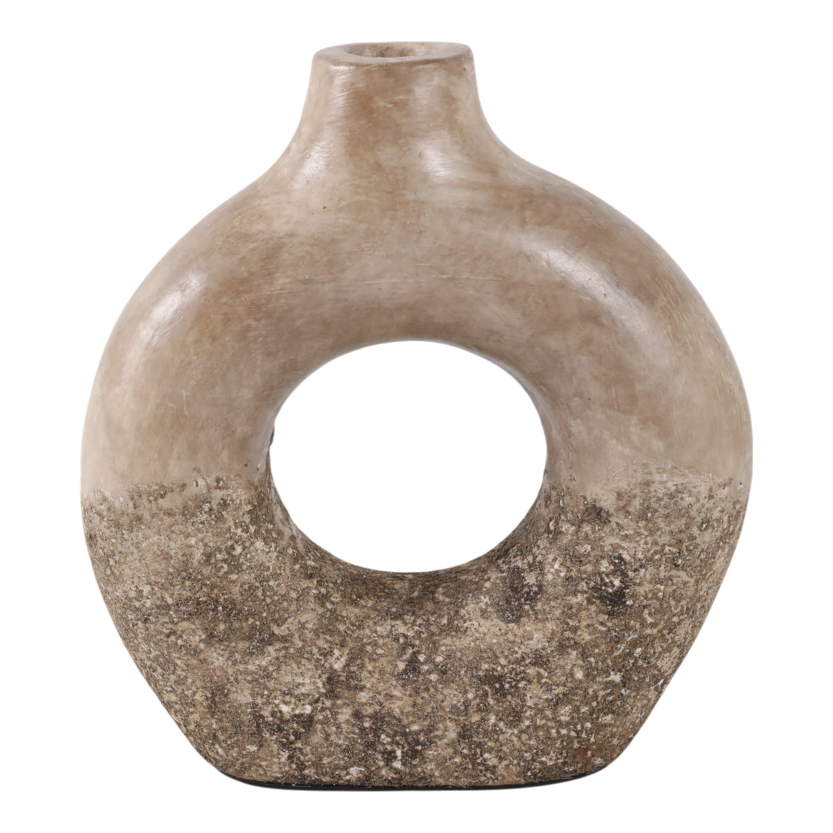 9x8" Open Cut-out Terracotta Vase, Ivory Multi