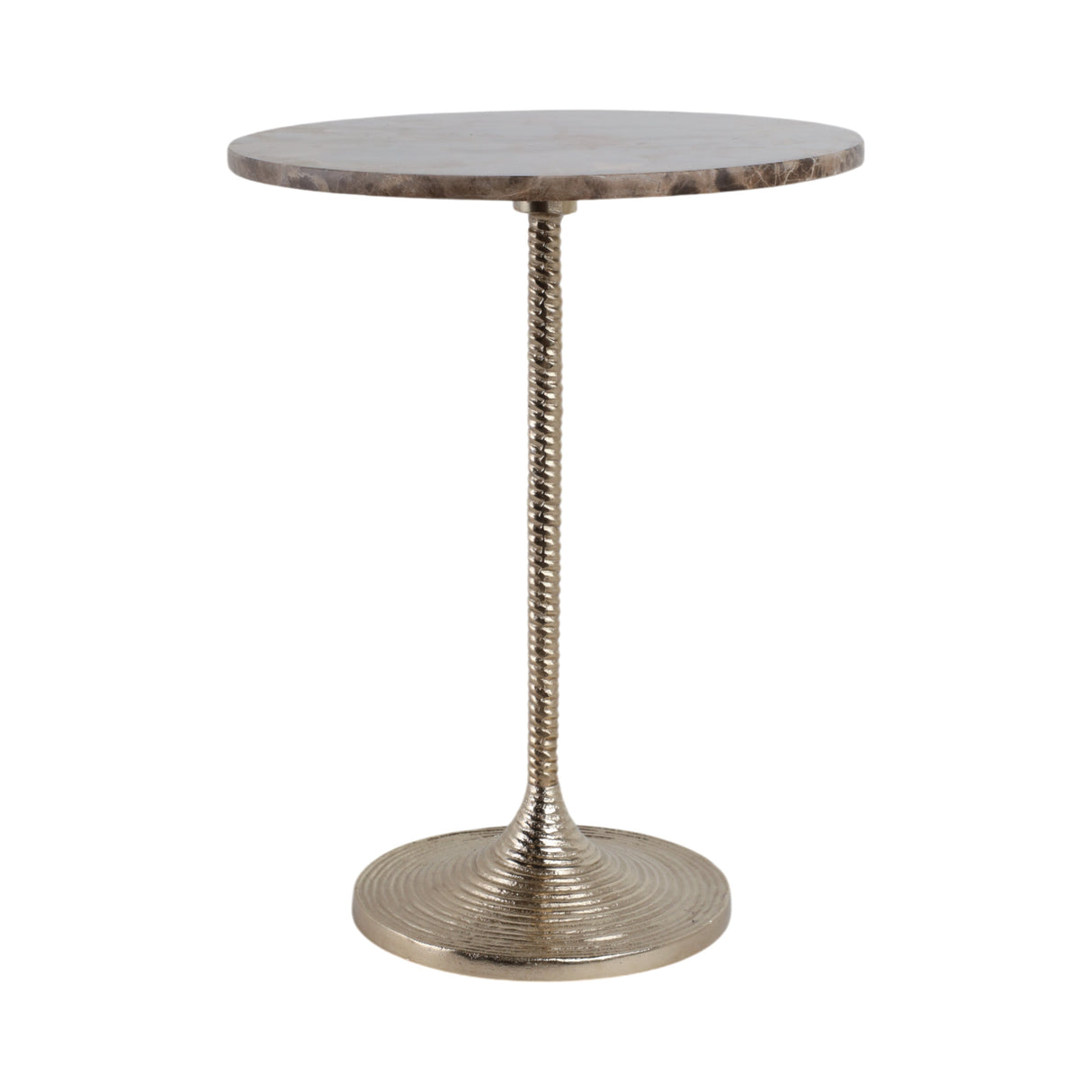 20x16" Twisted Accent Table Marble Top, Brown/gold