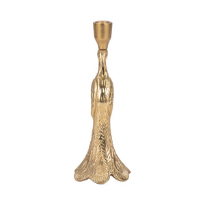 10" Peacock Taper Candle Holder, Gold