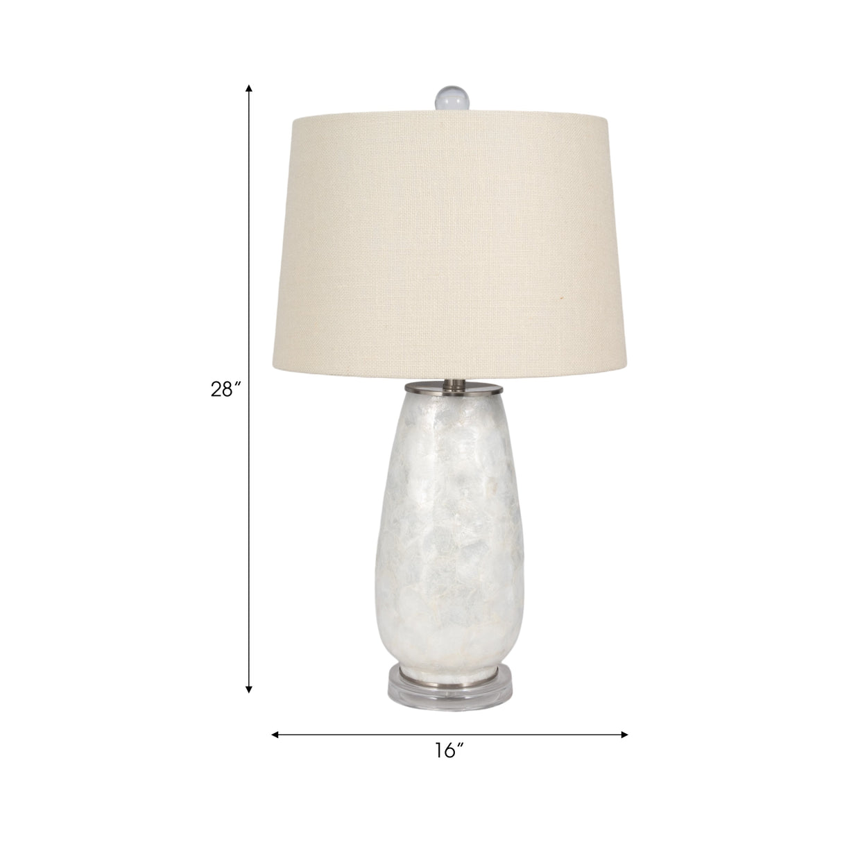 28" Capiz Table Lamp Acrylic Base, Champagne