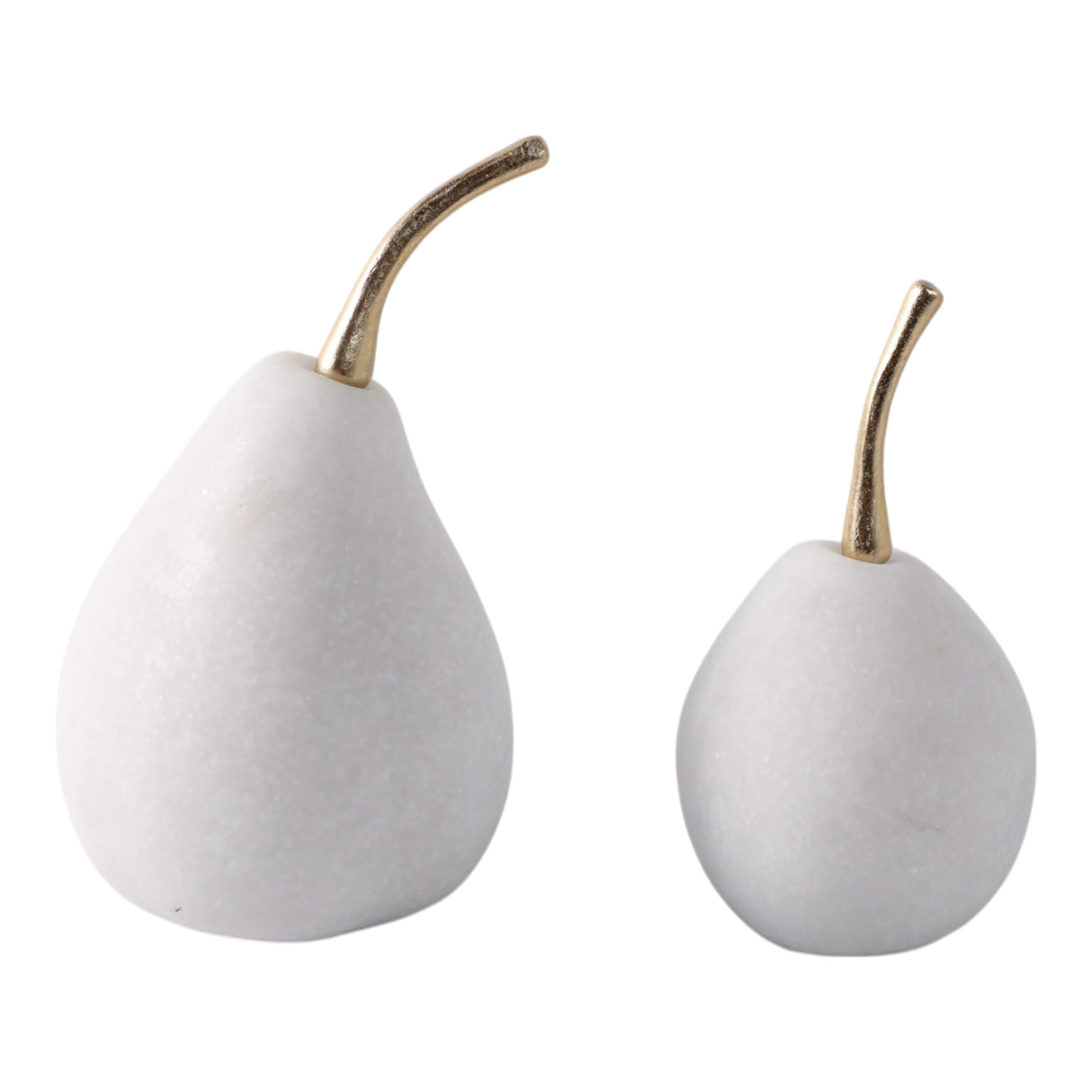 S/2 6/7" Bairoil Quartz Resin Pears, White/gold