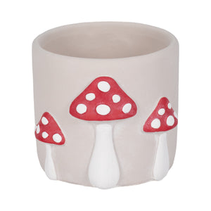 6" Magic Mushroom Applique Planter, Red/white