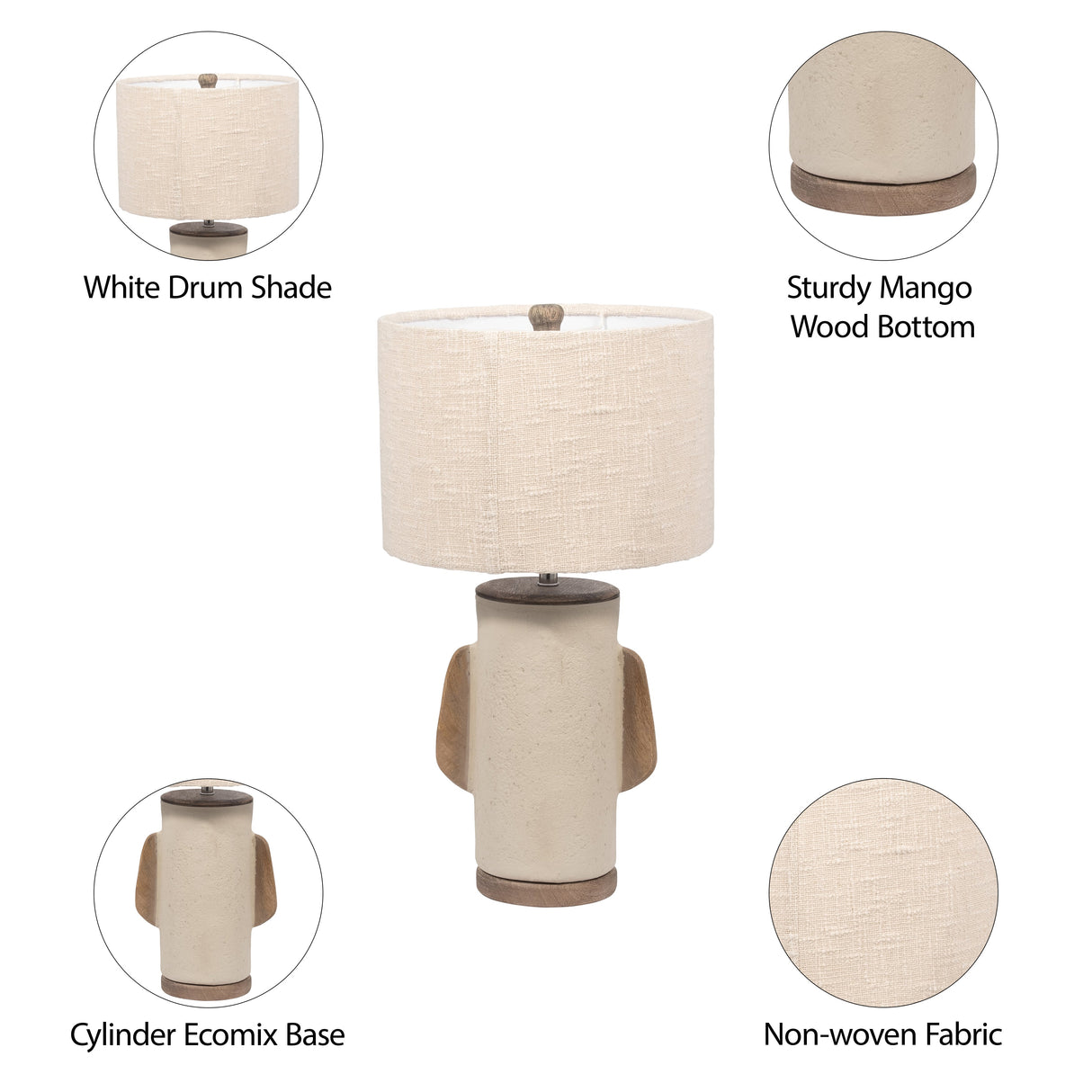 Ecomix, 24" Organic Table Lamp, Ivory