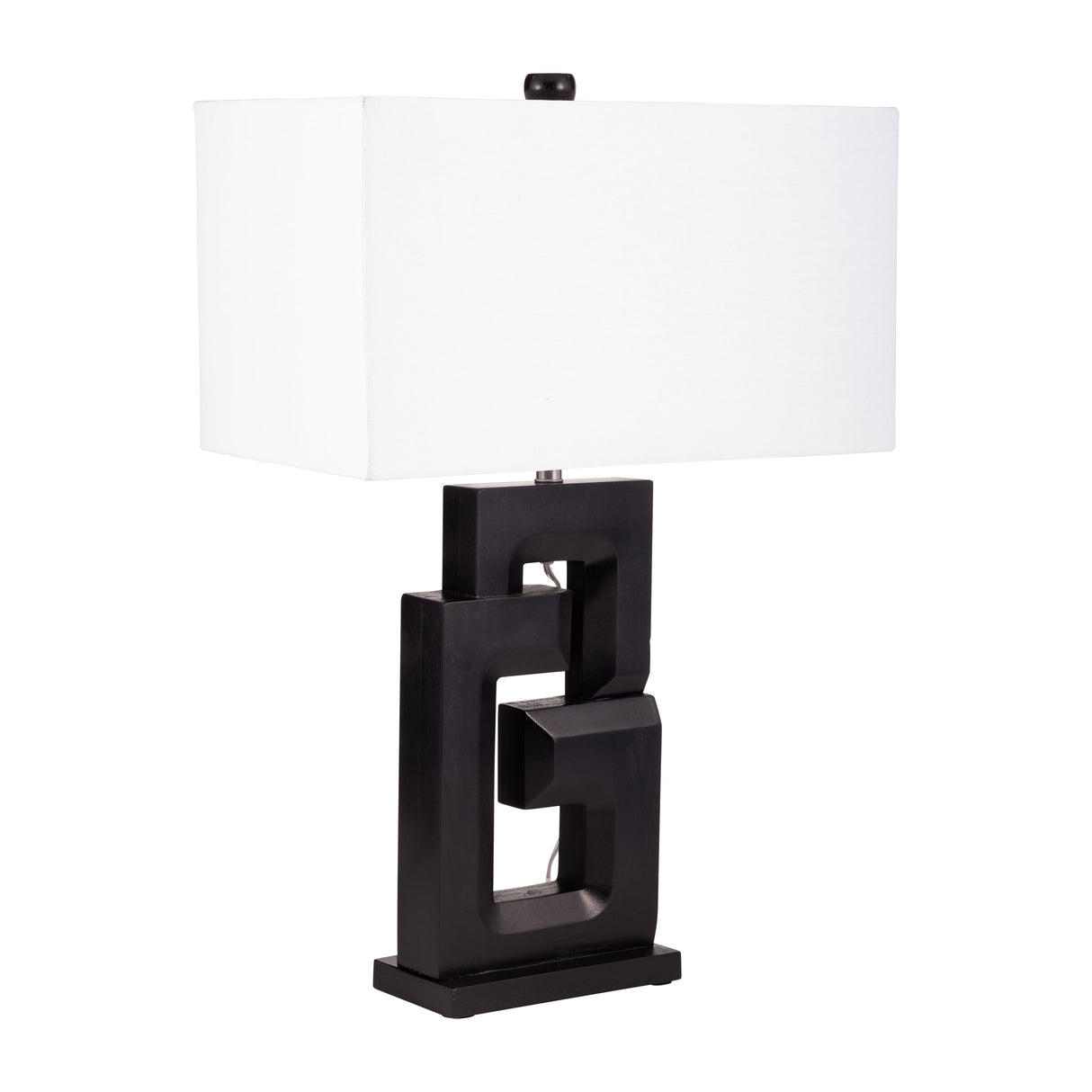 Wood, 27"h Geometric Lamp, Black