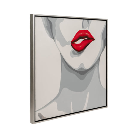 47x47 Hand Painted Lip Bite, White