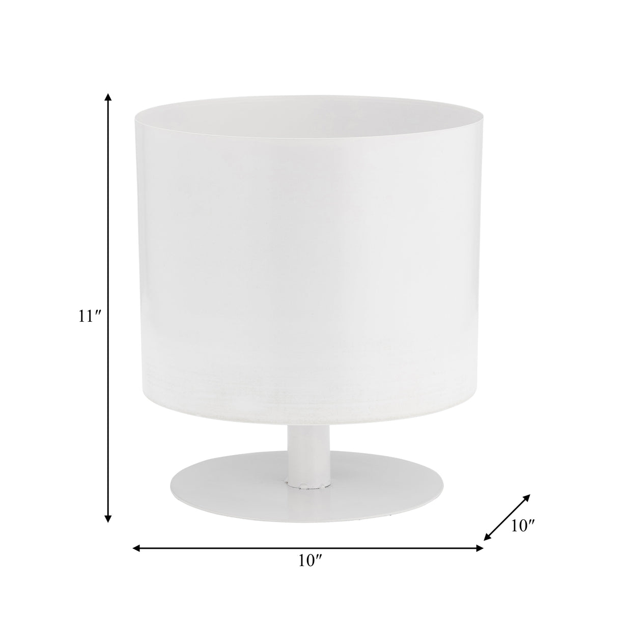 Ec Metal,10",flat Round Base Planter,white