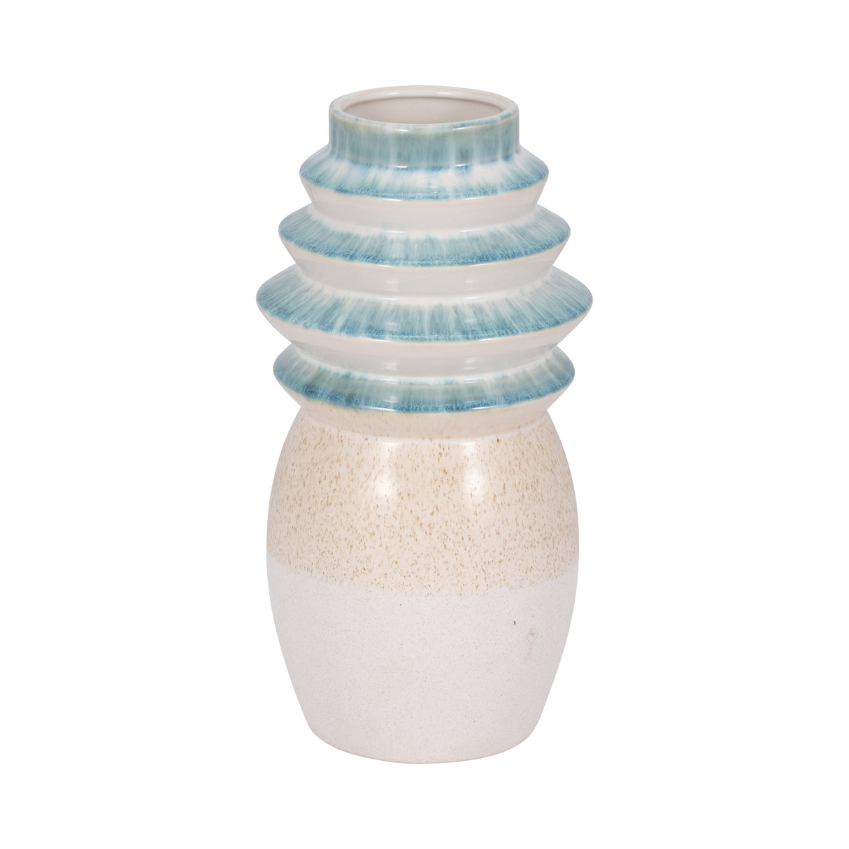 12" Fluted Top Vase Reactive Finish, Multi