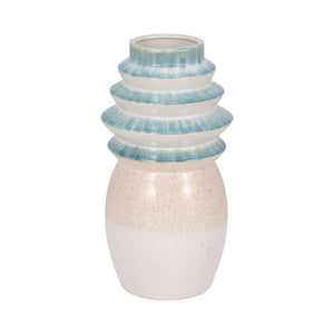 12" Fluted Top Vase Reactive Finish, Multi