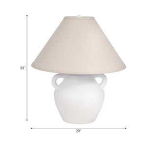 23" Textured Jug Table Lamp, White/grey