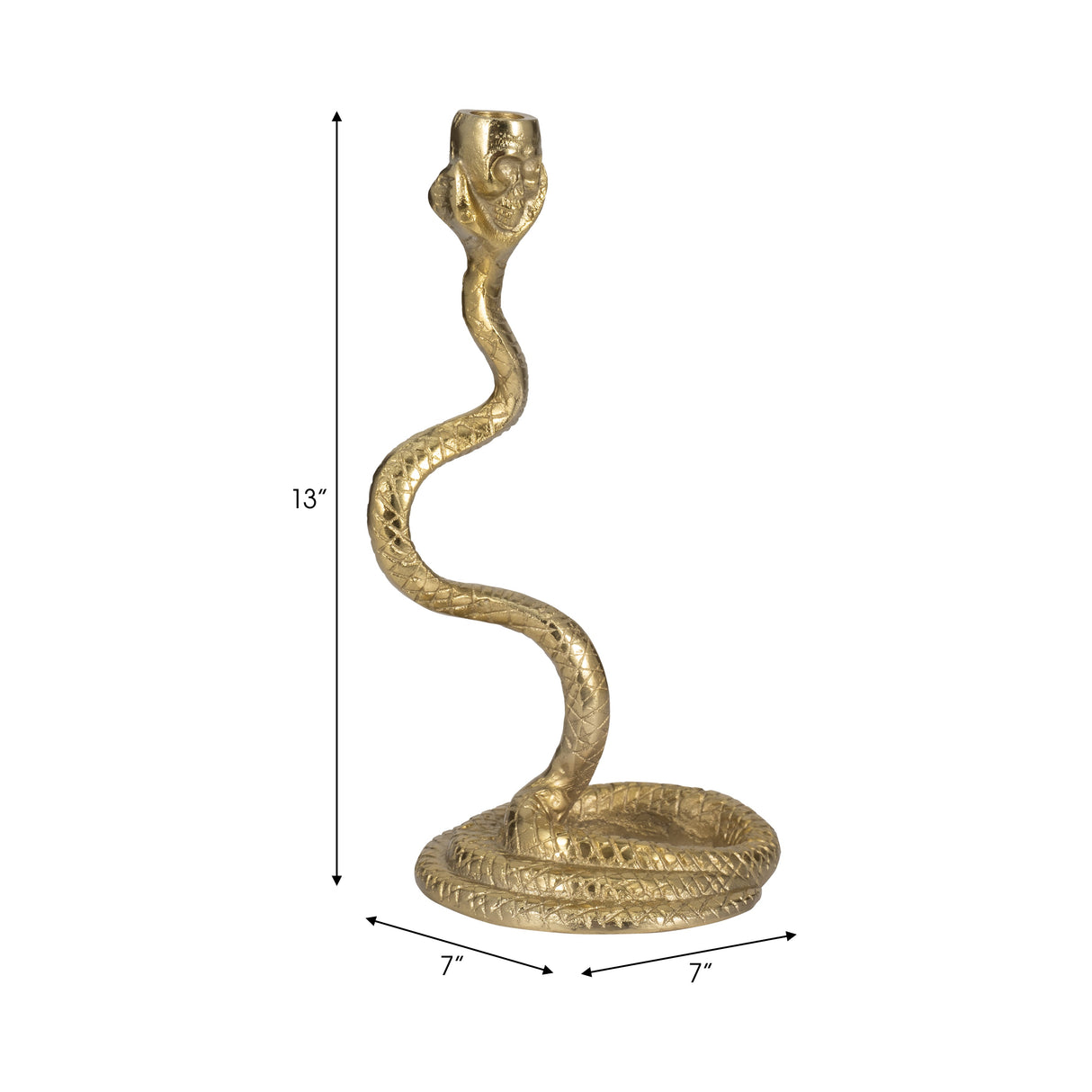 13" Snake Taper Candle Holder, Gold