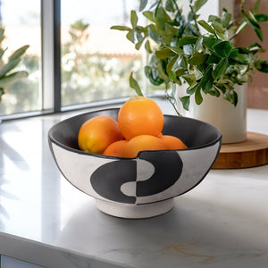 12" Contemporary Deep Bowl, Black/white