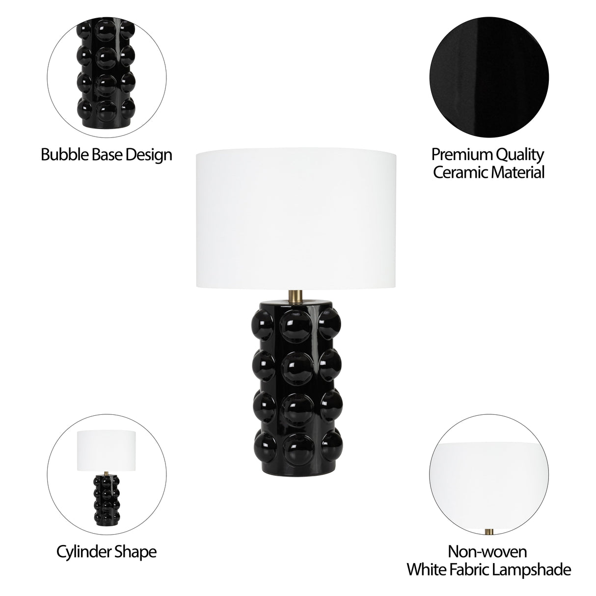 Ceramic 22" Bubble Table Lamp, Black