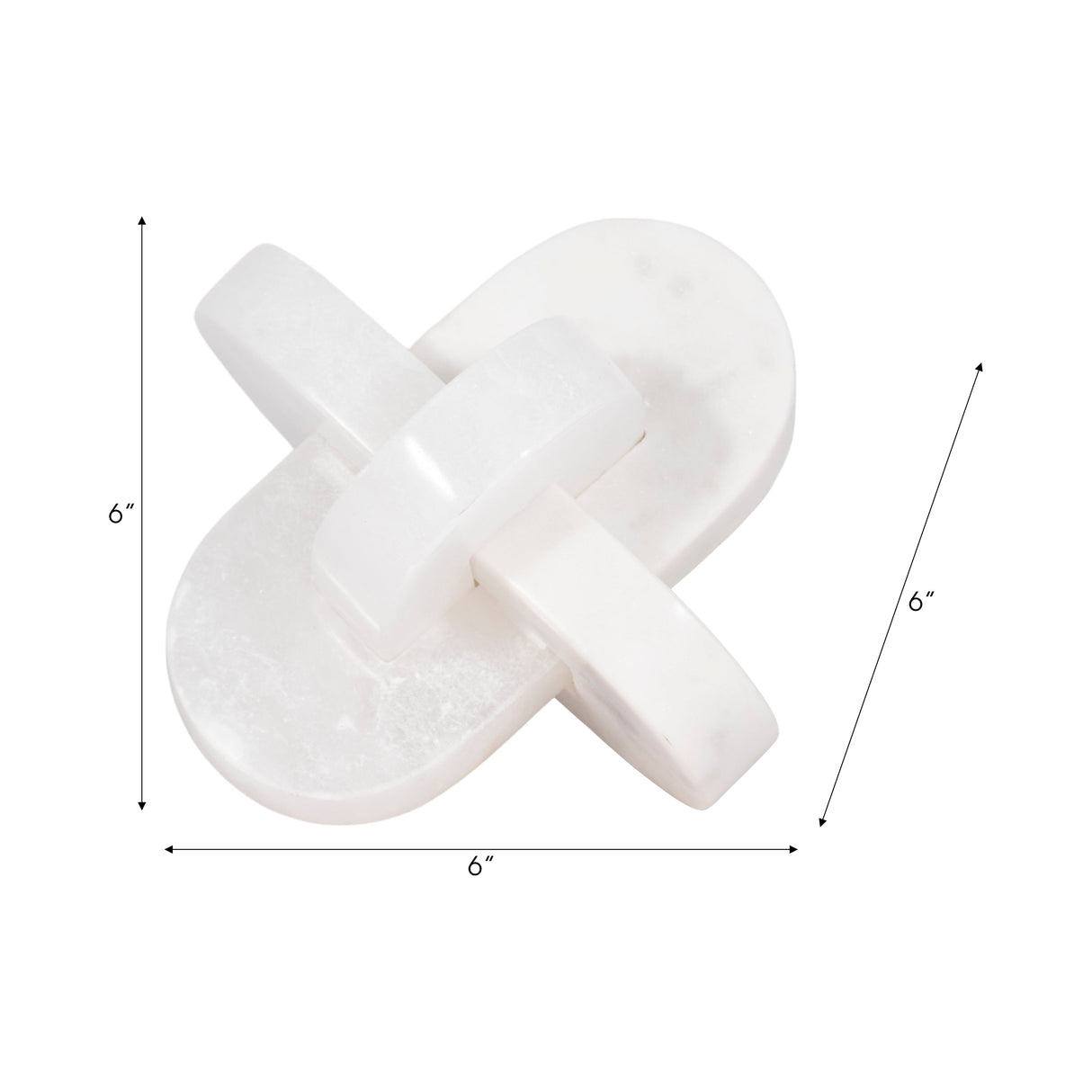 6" Alabaster And Marble Curved Knot, White