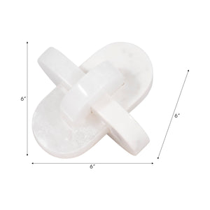 6" Alabaster And Marble Curved Knot, White