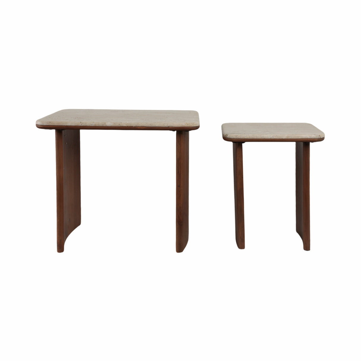 S/2 18/20" NESTED TRAVERTINE SIDE TABLES,BROWN, KD