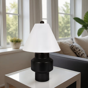 22" Modern Cylinder Table Lamp, Black