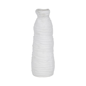 19" Horizontal Ribbed Matte Vase, Ivory