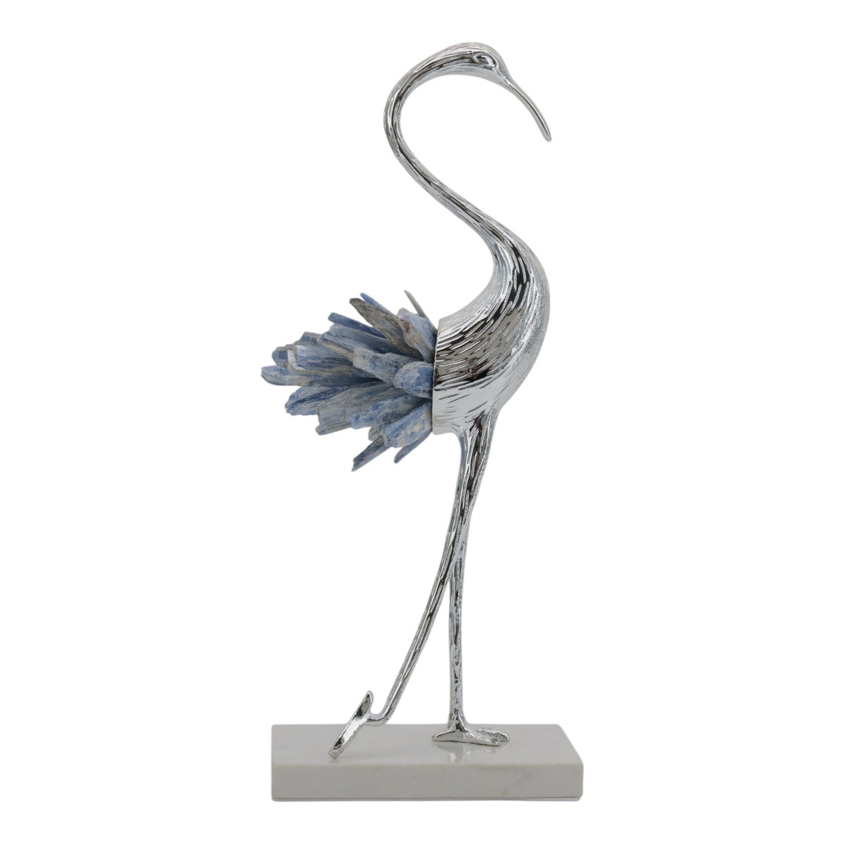 12" Majesty Small Blue Kyanite Stone Metal Bird
