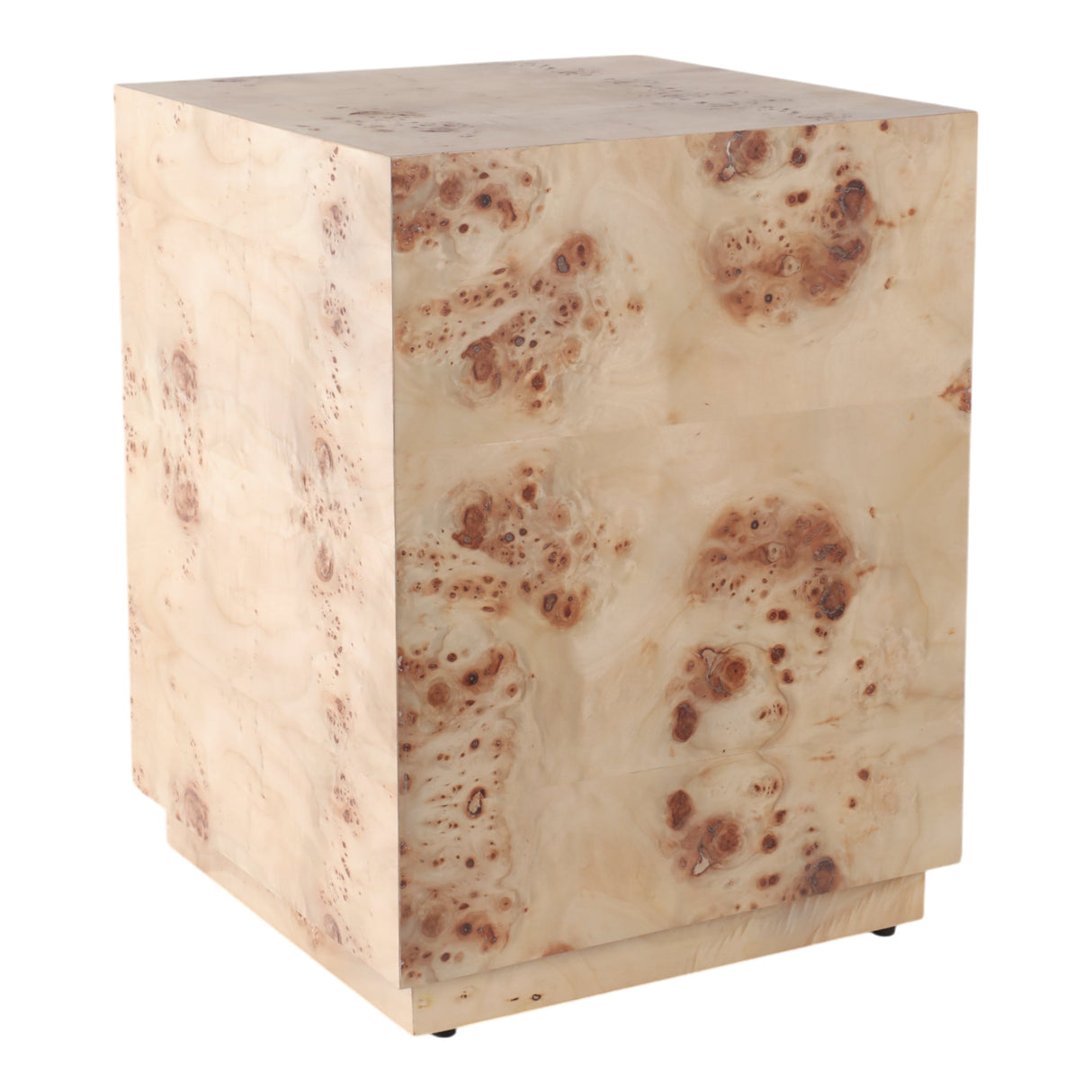 21x16" Burl Wood Block Accent Table, Tan