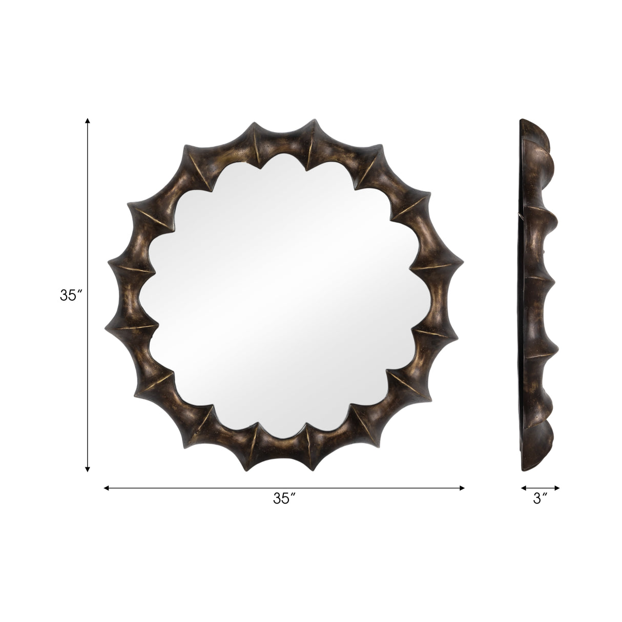 35" Operose Mirror , Bronze