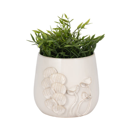 7" Mushroom Applique Planter, Ivory