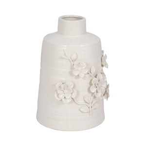 11" Floral Vase, White