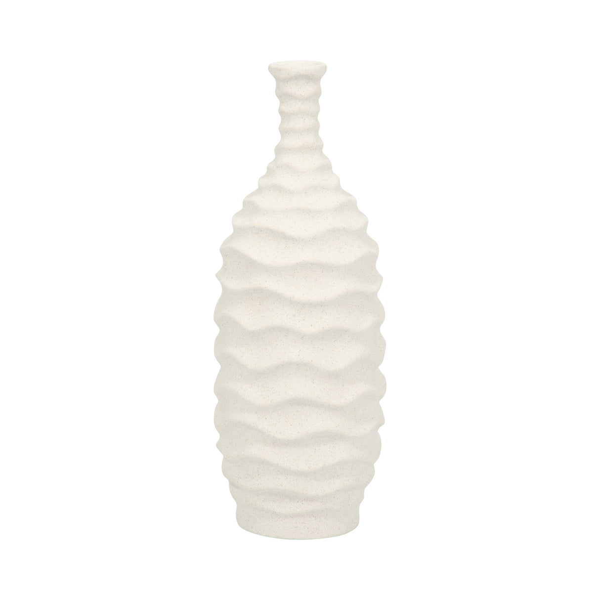 11" Horizontal Ribbon Vase Sand Texture, White