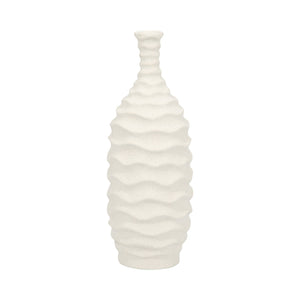 11" Horizontal Ribbon Vase Sand Texture, White