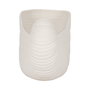 10" Nautilus Shell Planter, White