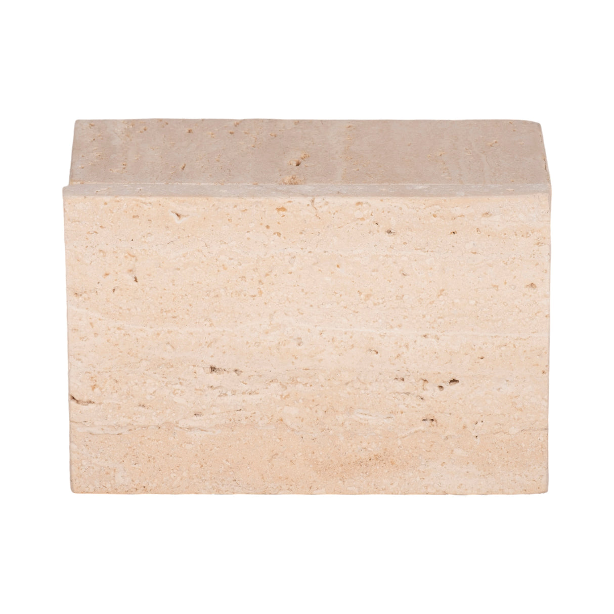 6" Travertine Box, Tan